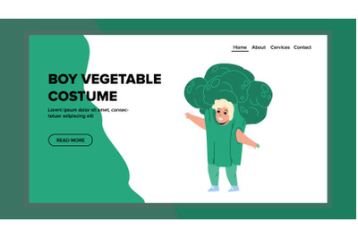 Boy In Vegetable Costume On Children Party Vector