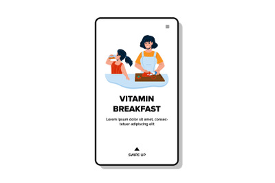 Vitamin Breakfast Food Cooking Mother Woman Vector