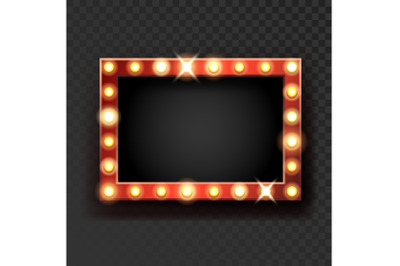 Broadway Sign With Lighting Lamps On Frame Vector