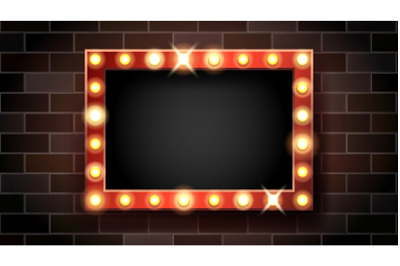 Broadway Signboard With Lighting Lamps Vector