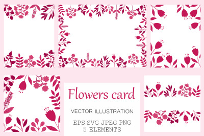 Flowers card. Flowers frame. Flowers invitation. Flowers SVG