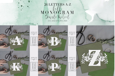 Bundle Of 26 A-Z Fall Monogram Paper Cut Template, SVG DXF