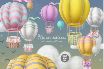 Hot air balloons png digital clipart