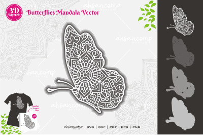 Butterflies #1 Mandala SVG 3D Layered