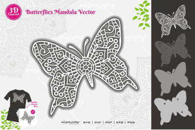 Butterflies #4 Mandala SVG 3D Layered