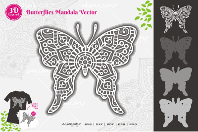 Butterflies #8 Mandala SVG 3D Layered