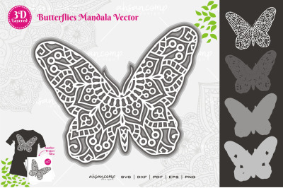 Butterflies #9 Mandala SVG 3D Layered