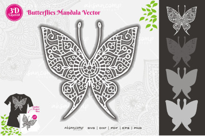 Butterflies #13 Mandala SVG 3D Layered