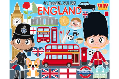 England Clipart - Lime and Kiwi Designs