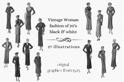 Vintage Fashion Clipart, 1920s Clipart