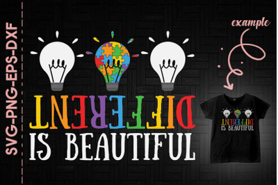 Different Is Beautiful Autism Lightbulb