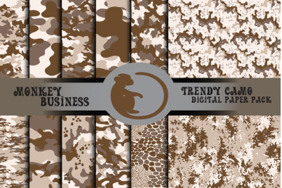 Seamless patterns, Digital paper pack, Instant download, Camo patterns