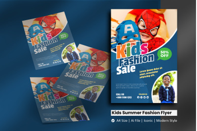 Summer Kids Fashion Sale Flyer Brochure Template