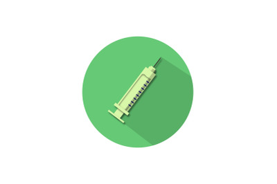 Medical Icon Papercut with Green Syringe