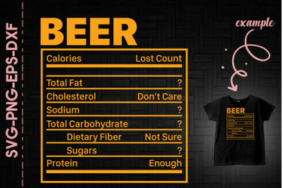 Beer Nutrition Facts Thanksgiving Day