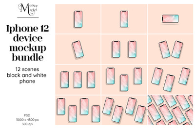iPhone 12 Screen device mockups bundle.