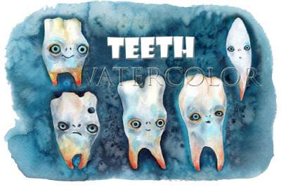 Teeth drawings watercolors