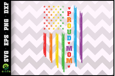 Proud mom Rainbow Distressed USA Flag