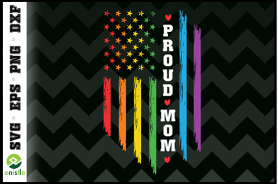 Proud mom Rainbow Distressed USA Flag