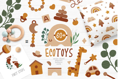 EcoToys &amp; Eucalyptus Vector Clipart