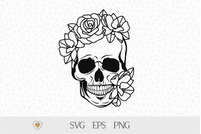 Flower skull svg, Floral skull svg, Skull cut file