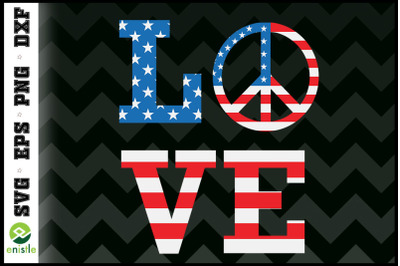 LOVE Peace American Flag 4th of July