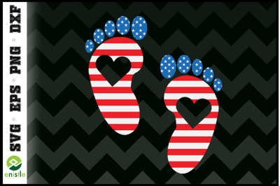 4th Of July Pregnant Baby footprints