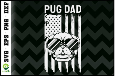 Pug Dad USA Flag Dog Lover 4th of july