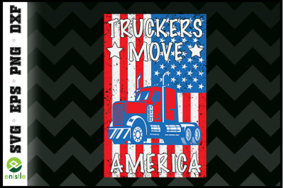 Truckers Move America Patriotic USA Flag