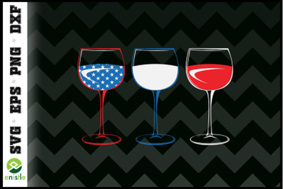 Red White Blue Wine Glasses 4th of July