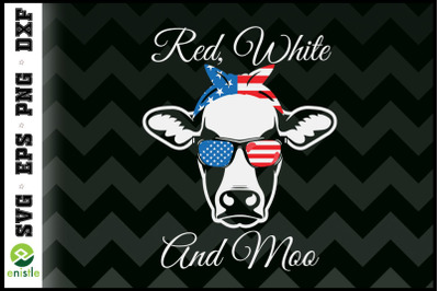 Red White and Moo USA Flag 4th of July