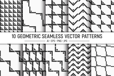 10 seamless vector geometrical patterns