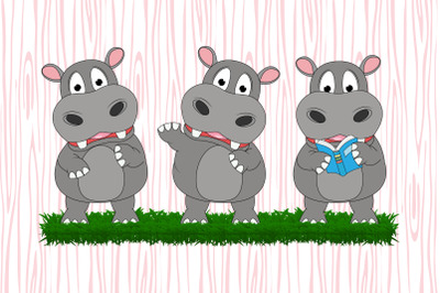 cute hippo animal cartoon