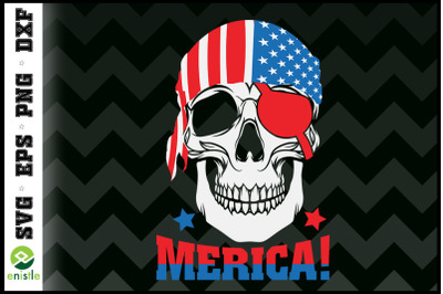 Pirate 4th of July Skull American Flag