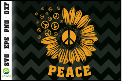 Hippie Sunflower Peace Vintage