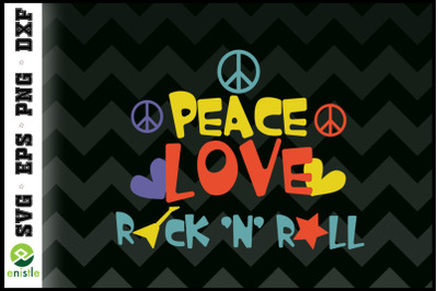 Peace Love Rock And Roll Retro Hippie