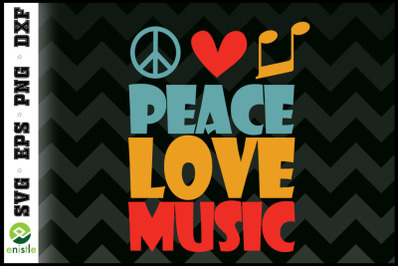 Hippie Peace Love Music note Graphic