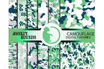 Colorful digital paper pack, Camo print, Seamless patterns, Fabric
