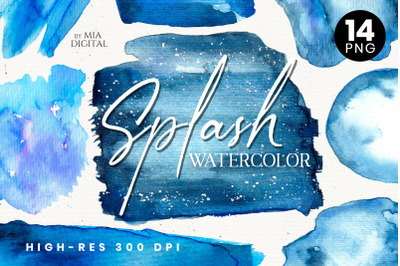 Blue Galaxy Watercolor Logo Splash/ DIY Brush Stroke