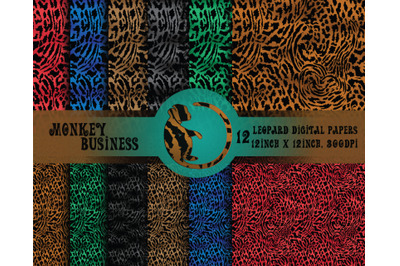 Colorful digital paper pack, Leopard print texture, Instant download,