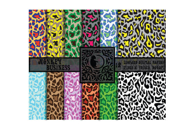 Leopard texture digital papers pack, 12 seamless leopard digital print