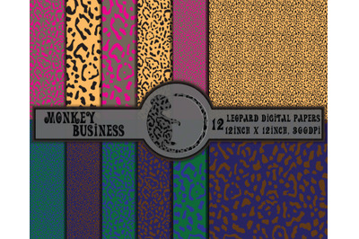 Fashionable leopard digital paper pack, Scrapbook papers, Instant down
