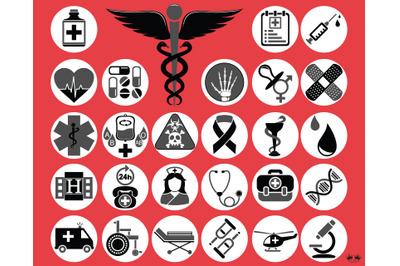 Medical icon pack, Instant download, Pharmaceutical icons set, Svg fil