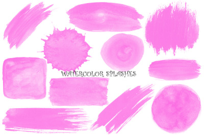 PNG Pink Watercolor Splashes, Splotches Clipart,Paint Drip, Hand Paint