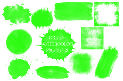 PNG Green Watercolor Splashes, Splotches Clipart,Paint Drip, Hand Pain