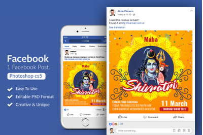 Shivratri Indian Festival Facebook Post