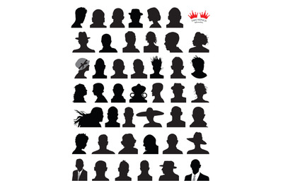 SVG avatar set, vector anonymous avatar set isolated on white backgrou