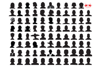 SVG cut file, 88 professional profiles anonymous heads,Avatar set, Cri
