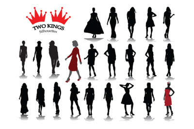 SVG fashion file.23 fashionable girl silhouettes. This fashion illustr