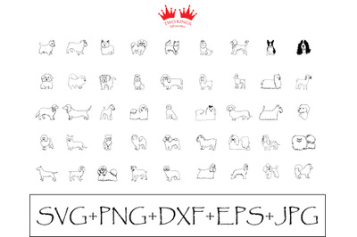Dog silhouettes SVG cut file,instant download. Dog shapes isolated on